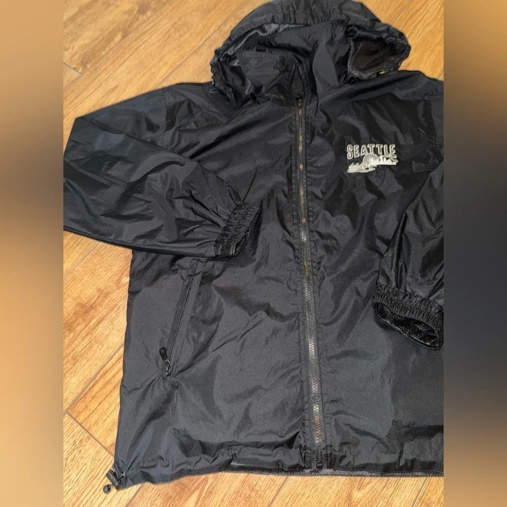 Cheneral Seattle Embroidered -black Zip Up Jacket |medium -Removable Hood USA